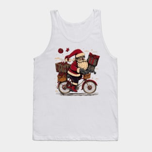 Santa Claus riding a bike with gifts Tank Top